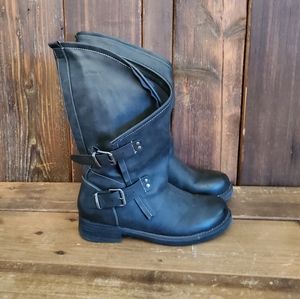 Coolway women's moto combat black boots sz 9